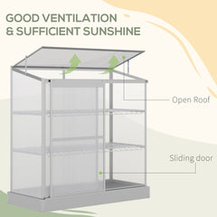 Aluminum Cold Frame Greenhouse, Raised Planter Bed Protection with Openable Top and 2 Shelves for Outdoor Indoor