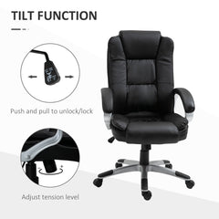 High Back Executive Office Chair Adjustable Desk Seat Swivel PU Leather Computer Chair with Padded Armrests