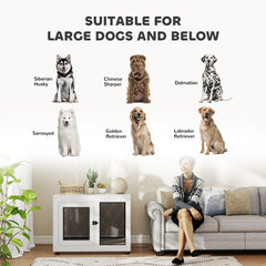 Pet Crate End Table with Water-resistant Cushion or Large Medium Dogs, Black
