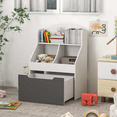 3 Tier Kids Bookcase with Drawer, 2 Storage Compartment, for Nursery, Playroom, Bedroom, Classroom, White