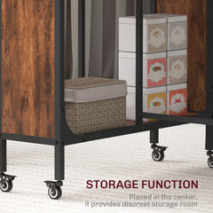 Folding Dining Table, Extendable Kitchen Table for Small Spaces with Storage Shelf and 6 Wheels, Distressed Grey