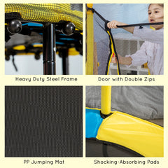 4.6FT Trampoline for Kids with Enclosure Net for Ages 3-6, Indoor Outdoor Use, Black