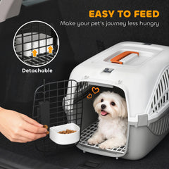 Airline Approved Pet Carrier for Mini Dogs and Cats with Steel Wire Door, Water Bowl, for Car, Airplane, Outdoor
