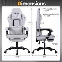 Gaming Chair Height Adjustable Computer Chair with Headrest Video Game Chair-Gray