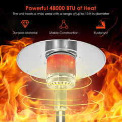 50000BTU Garden Propane Standing LP Gas Steel Accessories Heater-Gray