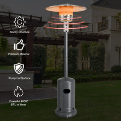 50000BTU Garden Propane Standing LP Gas Steel Accessories Heater-Gray