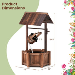 Garden Wooden Wishing Water Fountain with Pump