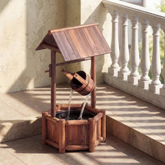Garden Wooden Wishing Water Fountain with Pump