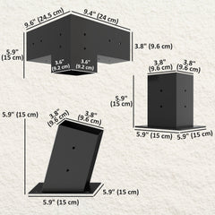 Pergola Kit, 15° Slanted Pergola Bracket Kit with 3-Way Brackets, Post Bases, Wall Mounts for 3.6" X 3.6" Lumber, Black