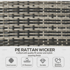 6-Piece Outdoor Patio Furniture Set with Chairs, Ottomans, Sofa, Glass Top Coffee Table and Cushions, Wicker Rattan Conversation Set for Backyard and Porch, Grey