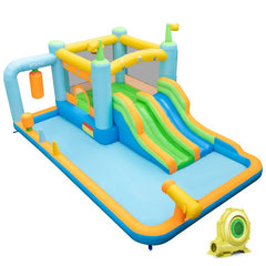 Giant Inflatable Water Slide Park with Dual Slides, Splash Pool and 735W Blower, Ages 3 to 10