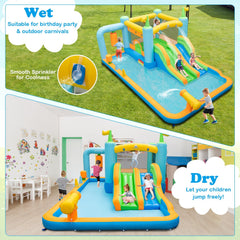 Giant Inflatable Water Slide Park with Dual Slides, Splash Pool and 735W Blower, Ages 3 to 10