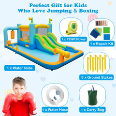 Giant Inflatable Water Slide Park with Dual Slides, Splash Pool and 735W Blower, Ages 3 to 10