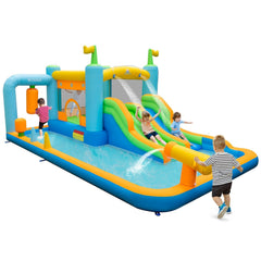 Giant Inflatable Water Slide Park with Dual Slides and Splash Pool, No Blower, Ages 3 to 10