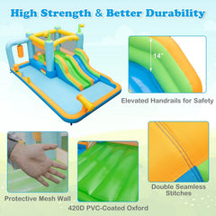 Giant Inflatable Water Slide Park with Dual Slides and Splash Pool, No Blower, Ages 3 to 10