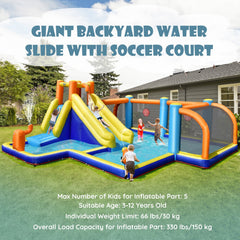 Giant Soccer Themed Inflatable Water Park with 180 in Field and 735W Blower