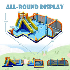 Giant Soccer Themed Inflatable Water Park with 180 in Field and 735W Blower