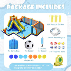 Giant Soccer Themed Inflatable Water Park with 180 in Field and 735W Blower
