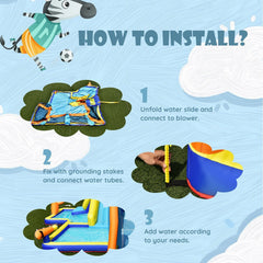 Giant Soccer Themed Inflatable Water Park with 180 in Field and 735W Blower