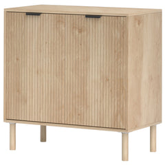 Accent Cabinet with Doors & Adjustable Shelf, Freestanding Console Cabinet with Wood Legs, Elevated Base for Living Room, Oak