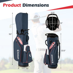 Golf Cart Bag Lightweight Portable Golf Club Organizer Bag-Navy