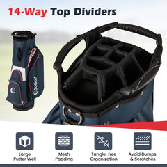 Golf Cart Bag Lightweight Portable Golf Club Organizer Bag-Navy