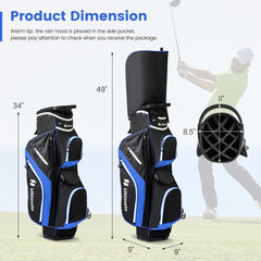 Golf Cart Bag with 14 Way Top Dividers-Blue