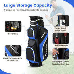 Golf Cart Bag with 14 Way Top Dividers-Blue