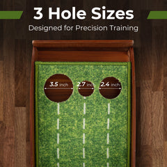 Golf Putting Mat Practice Training Aid with Auto Ball Return and 3 Hole Sizes