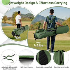 Golf Stand Bag Lightweight Golf Bag with 8 Way Top Dividers and 5 Zippered Pockets-Green