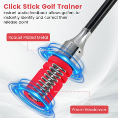 Golf Swing Trainer Click Stick Swing Training Aid for Speed Flexibility Balance-Red