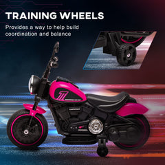 6V Kids Motorcycle with Training Wheels, Foot Pedal, Headlight, Music, Forward/Reverse, Single-Button Start, Blue