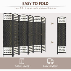 4 Panel Folding Room Divider, Portable Privacy Screen, Wave Fiber Room Partition for Home Office, Black