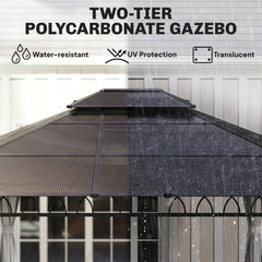 10' x 10' Outdoor Hardtop Gazebo Canopy w/ Double PC Roof, Steel Frame, Nettings, Curtains for Garden Lawn Deck, Black