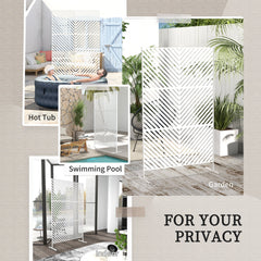 6.5FT Decorative Outdoor Divider, Metal Privacy Screen with Stand, Triangle Style, Black