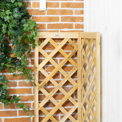 Raised Garden Bed Wood Planter with Trellis for Vine Climbing, 16" x 16" x 57", Brown