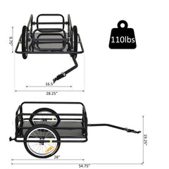 Folding Bicycle Cargo Trailer Wagon Utility Bike Cart Carrier Garden Patio Tool New