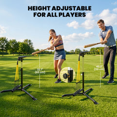 Baseball Hitting Trainer with 4 Power Bands, 32.7"-43.3" Adjustable Batting Practice Equipment with Stakes, Carry Bag