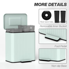 Trash Can, 2 x 5.3 Gallon (2 x 20 L) Garbage Can with Soft-Close Lid, Removable Inner Buckets for Kitchen Home Office