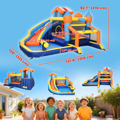 Bouncy Castle for Kids, Inflatable Bounce House with Slide, Pool (Ball Pit), Climbing Wall and Blower for Indoor Outdoor