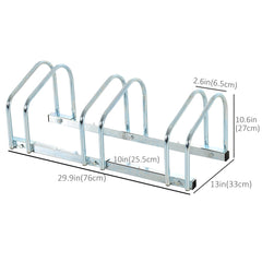 3-Bike Bicycle Floor Parking Rack Cycling Storage Stand Ground Mount Garage Organizer for Indoor and Outdoor Use Black
