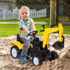 Ride on Tractor for Kids, Pedal Excavator Ride on Toy with Controllable Front Bucket for 3 Years Old, Yellow