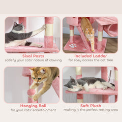 94"-102" Huge Cat Tree Ceiling High Cat Condo Scratching Post Activity Center Multi-Level Play House Light Grey