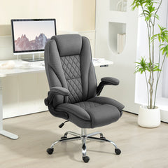 Executive Office Chair, Desk Chair with Flip-up Armrest, Diamond Fabric Computer Chair for Home Office, Black