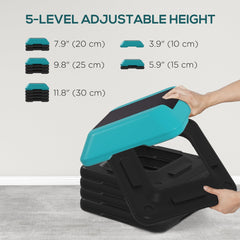 5-Level Height Adjustable Stepper, Aerobic Exercise Step Platform, 4" 6" 8" 10" 12", Blue