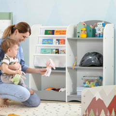 Kids Toy Storage Organizer Shelf, Children Bookshelf for Bedroom, Playroom, Nursery, Grey