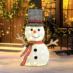 Light Up Snowman Yard Decoration, Lighted Snowman Christmas Decoration for Indoor and Outdoor, White