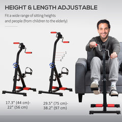 Pedal Exerciser, Hand Arm Knee and Leg Exercise Machine, Height-adjustable, with LCD Display and Foot Massage Roller