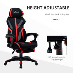 Gaming Chair, Ergonomic Computer Chair with Footrest, Headrest, Recliner Swivel Seat with Adjustable Height, Black