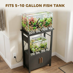 5-10 Gallon Fish Tank Stand Aquarium Stand with Power Outlets, Cabinet, Shelf, 550 lbs Capacity, 20.5" x 11" x 31.5"